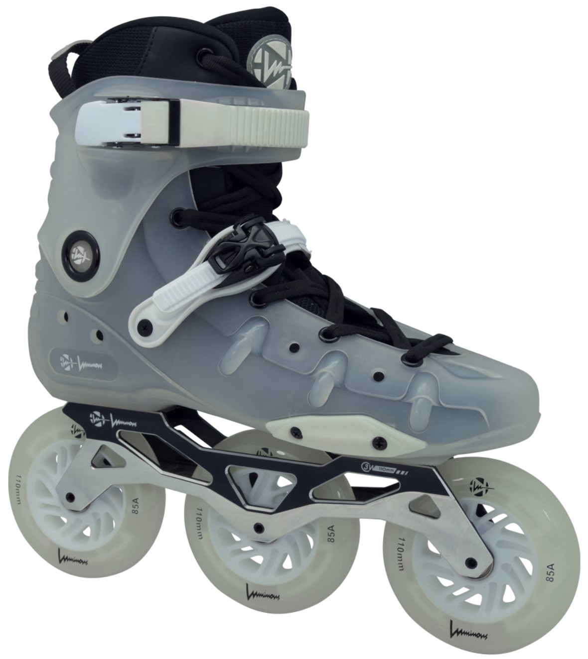 Luminous Ray 110 Clear inline skate with 3 Luminous wheels of 110 mm and glowing parts on the inline skate